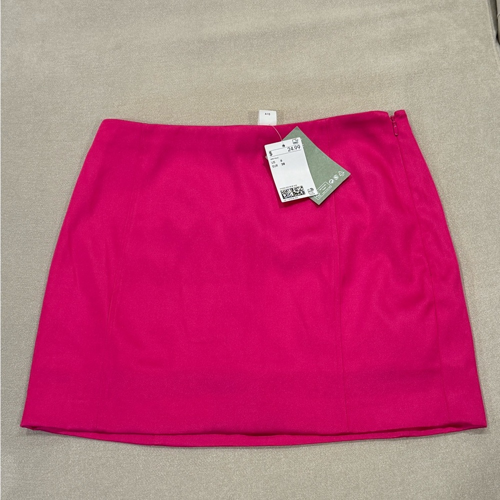 Hot pink Satin mini skirt